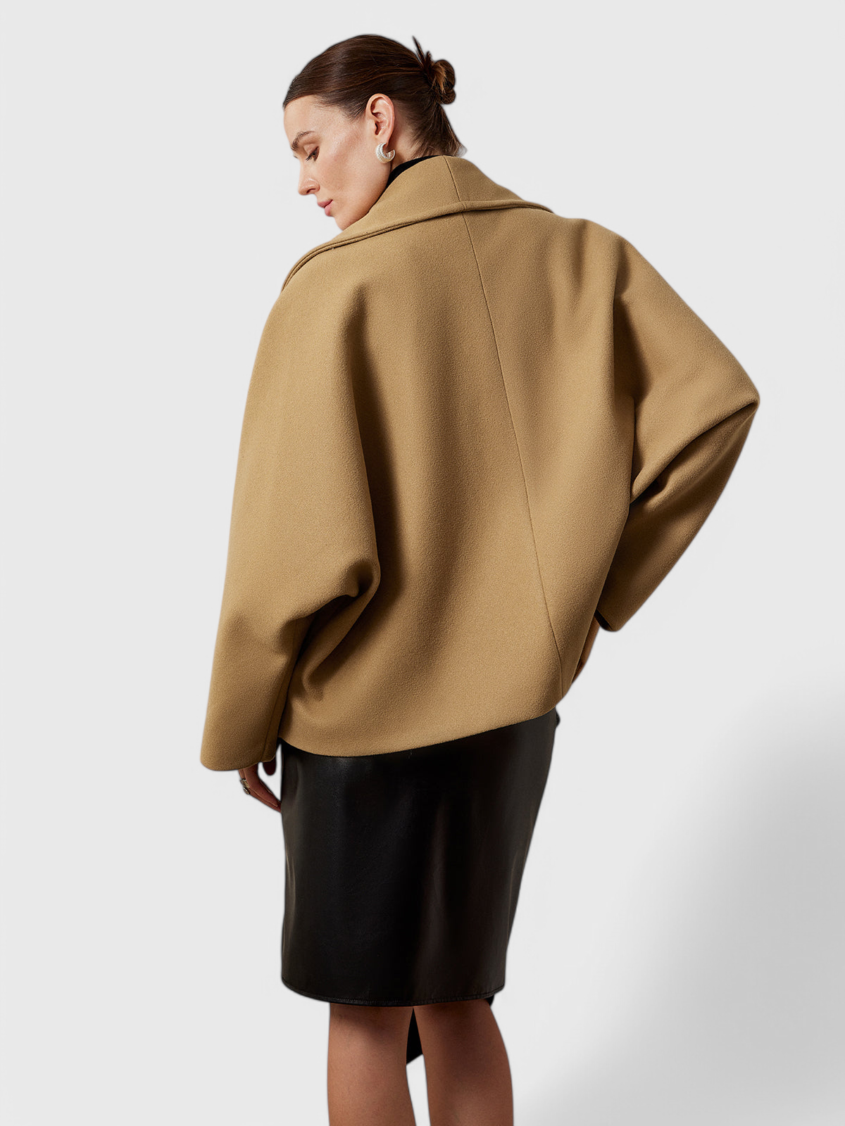 Lucía – Abrigo Tweed Oversized Algodón Poliéster Gris
