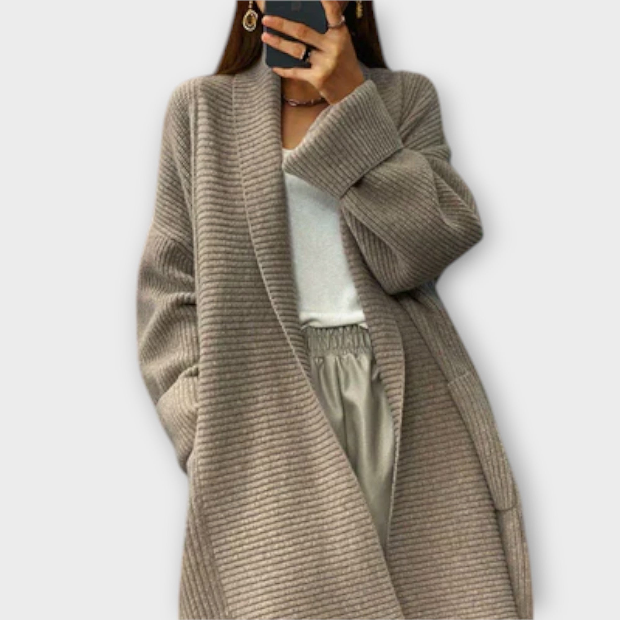 Lucía – Chaleco Largo Tejido De Punto Cálido Elegante