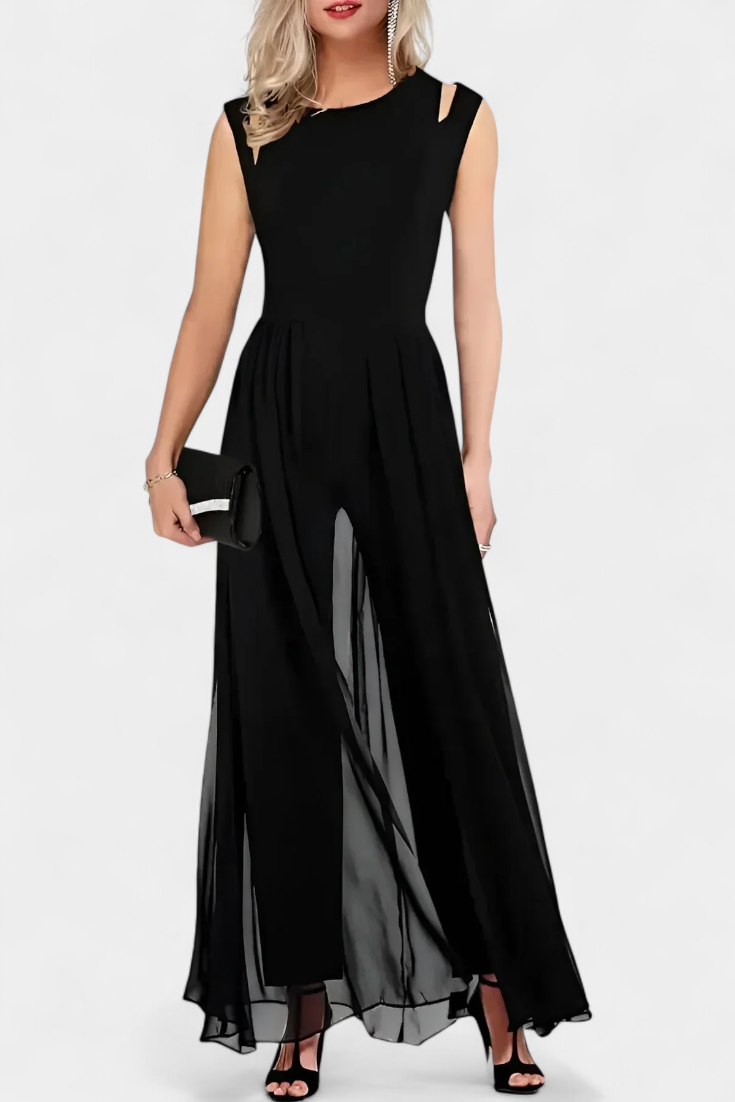 Alba – Mono Chifón Sin Mangas Transparente Frontal Elegante