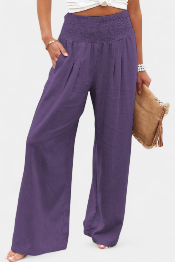 Lucía – Pantalón Fluido Algodón Lino Natural Elegancia