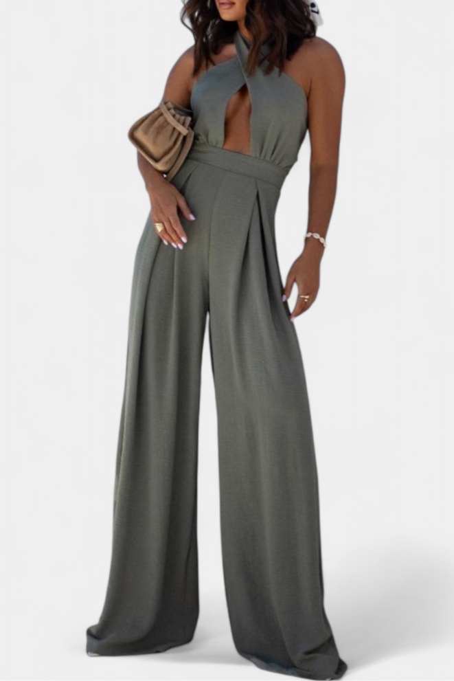 Mariana – Mono Halter Cruzado Sin Espalda Pierna Ancha