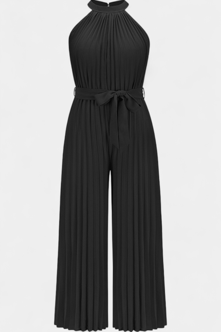 Patricia – Mono Palazzo Plisado Cuello Halter Elegante