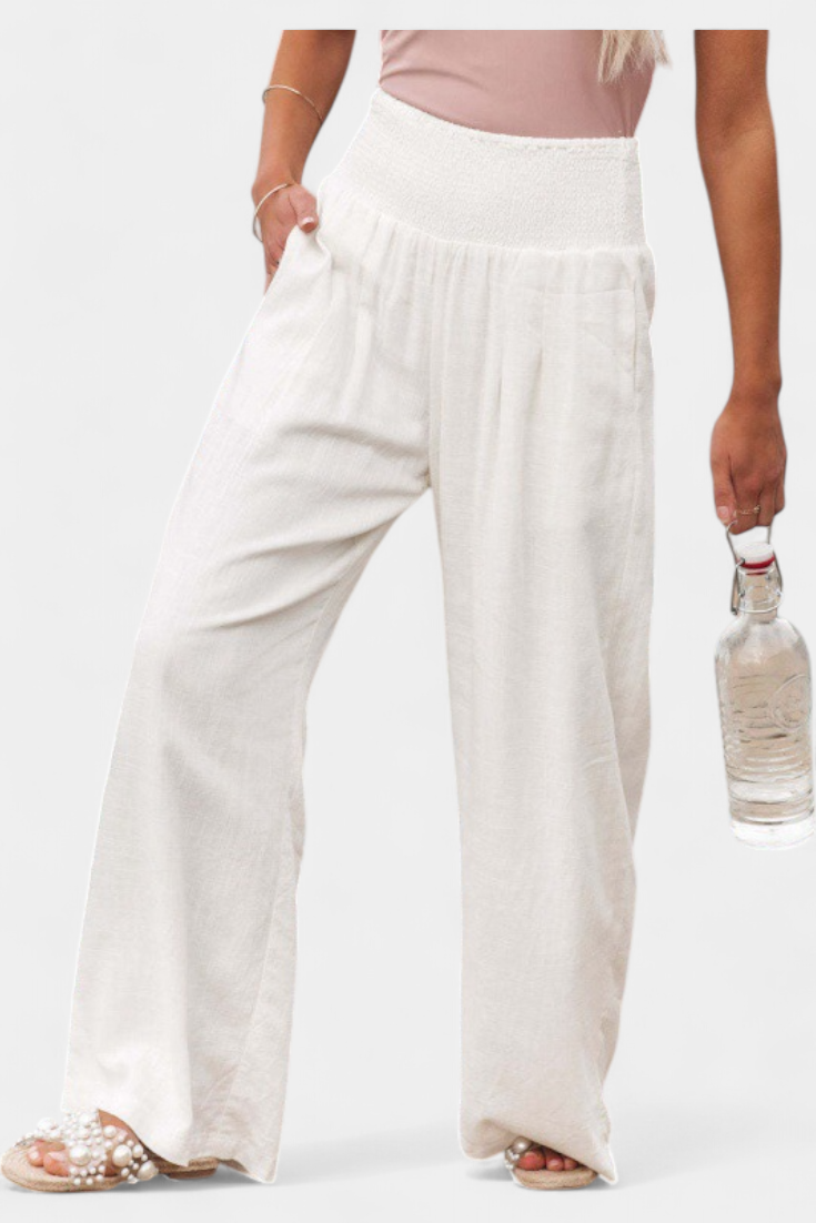 Lucía – Pantalón Fluido Algodón Lino Natural Elegancia