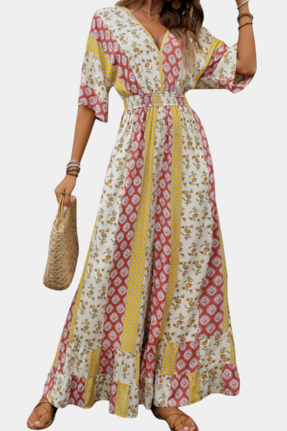 Marisol – Mono Bohemio Escote V Mangas Fluidas Cintura