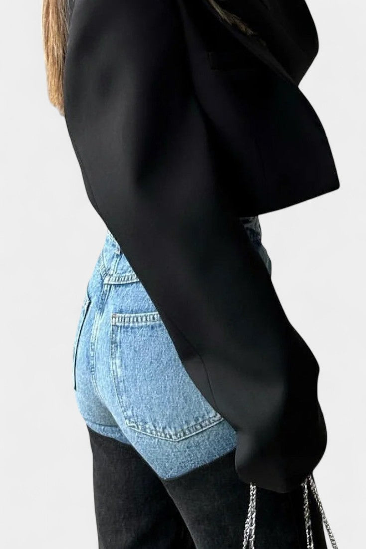 Marta – Jeans Tiro Alto Patchwork Pierna Recta Sin Elastano