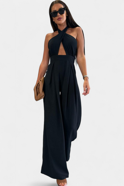 Mariana – Mono Halter Cruzado Sin Espalda Pierna Ancha