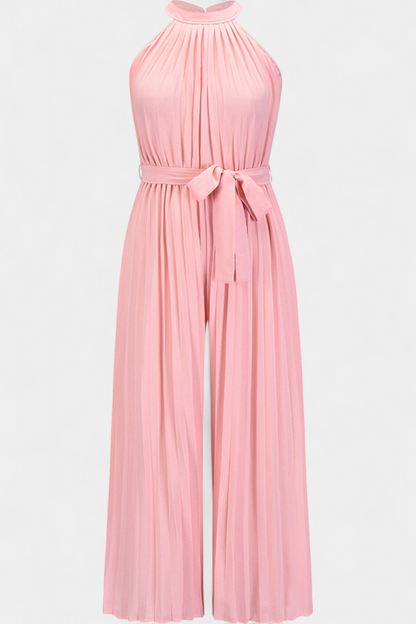 Patricia – Mono Palazzo Plisado Cuello Halter Elegante