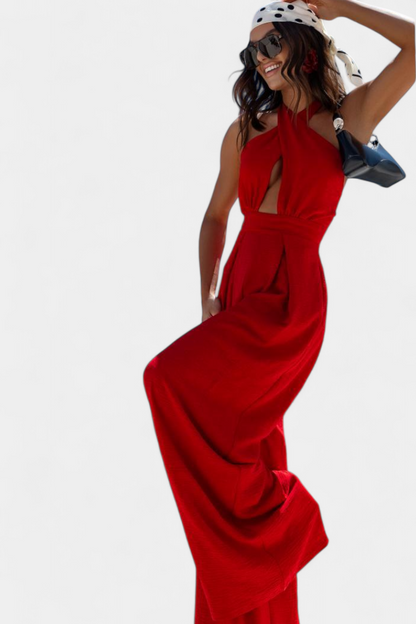 Mariana – Mono Halter Cruzado Sin Espalda Pierna Ancha