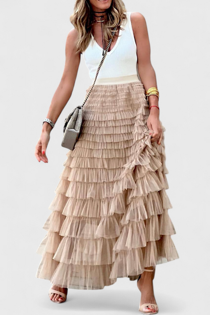 Camila – Falda Tul Vintage Con Cintura Elástica Romántica