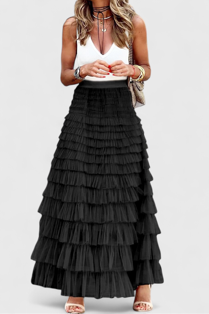 Camila – Falda Tul Vintage Con Cintura Elástica Romántica