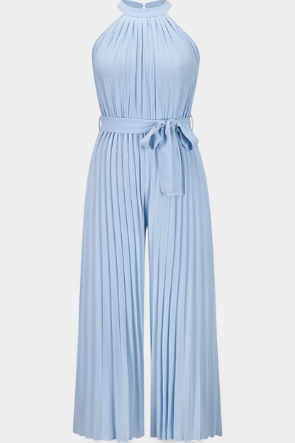 Patricia – Mono Palazzo Plisado Cuello Halter Elegante