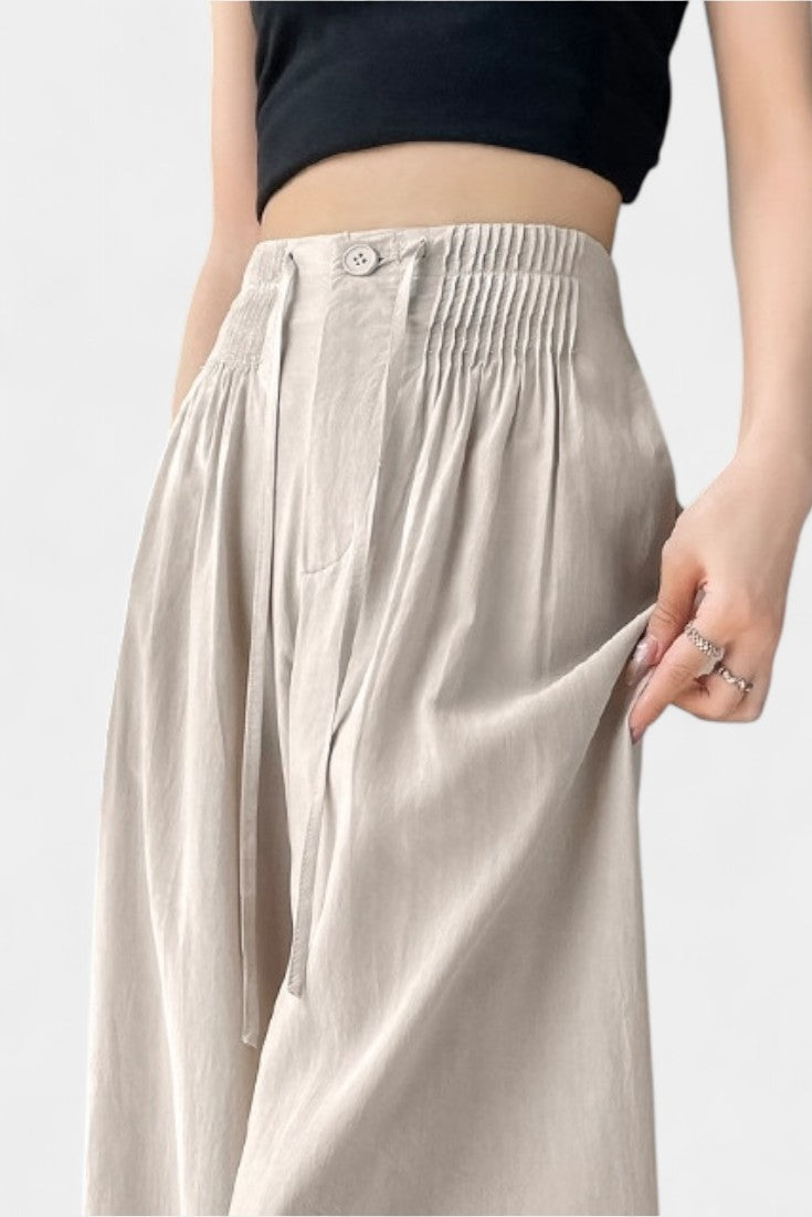 Lucía – Pantalón Cintura Alta Pierna Ancha Elegante