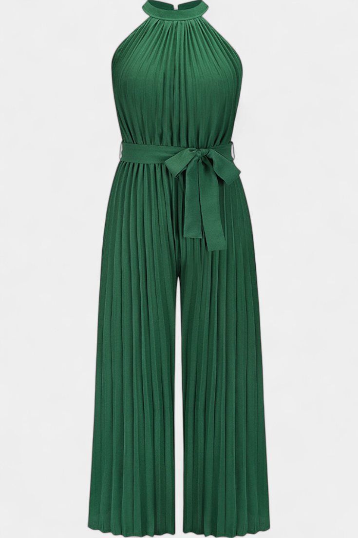 Patricia – Mono Palazzo Plisado Cuello Halter Elegante