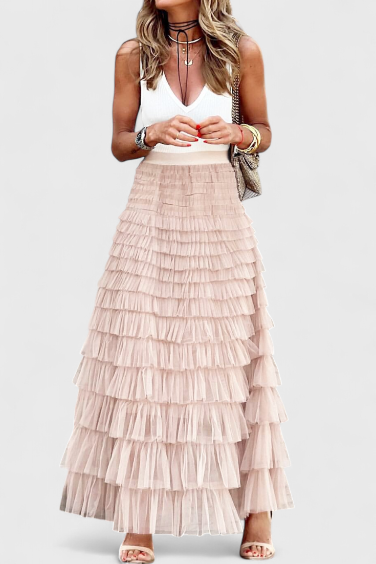 Camila – Falda Tul Vintage Con Cintura Elástica Romántica