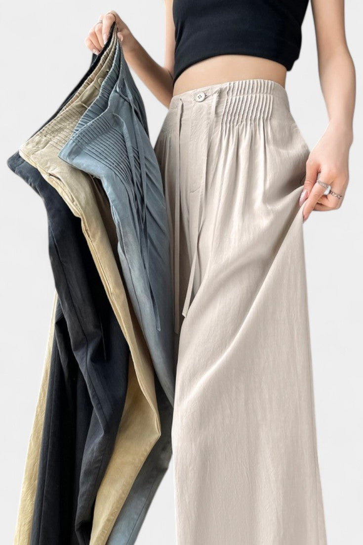 Lucía – Pantalón Cintura Alta Pierna Ancha Elegante