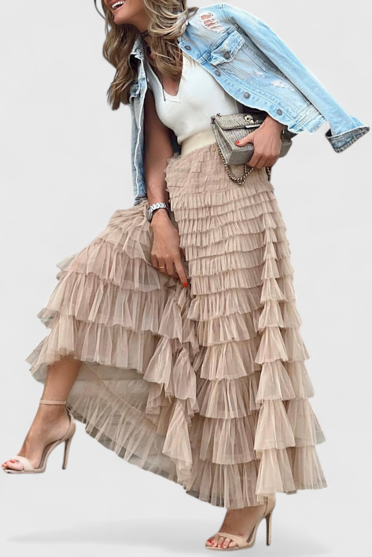 Camila – Falda Tul Vintage Con Cintura Elástica Romántica