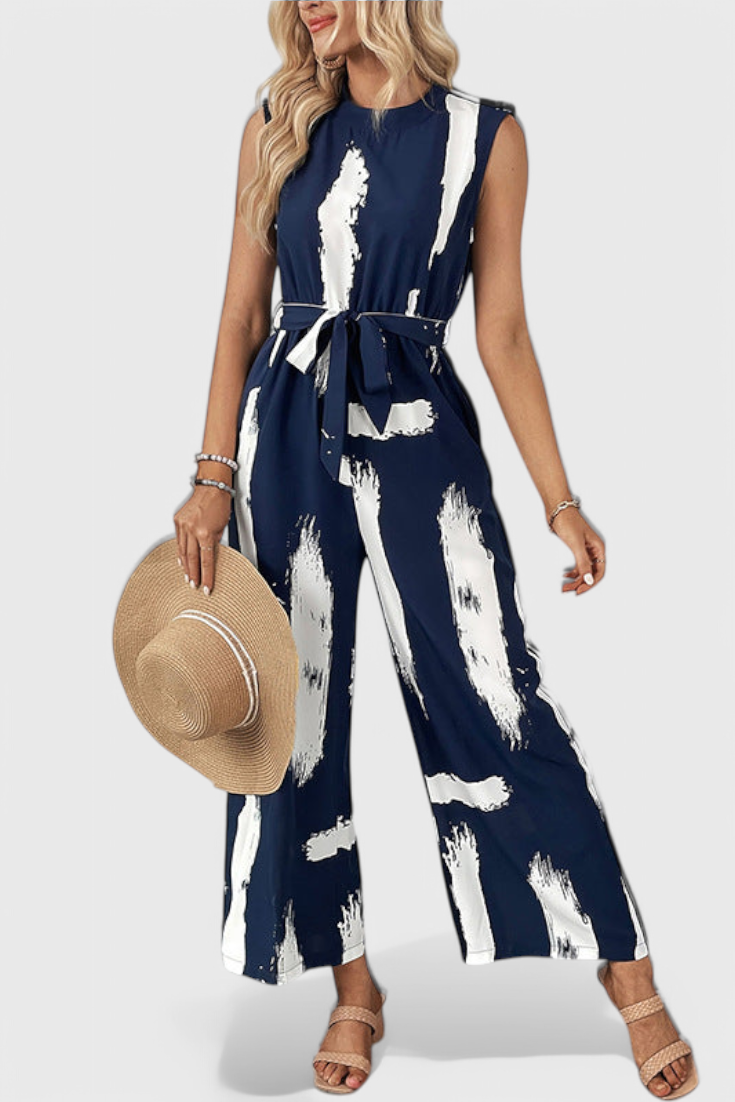 Zora – Mono Estampado Pierna Ancha Lazo Ligero Verano