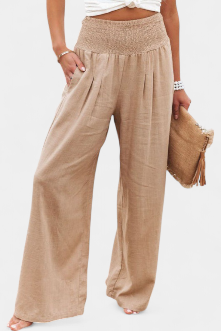 Lucía – Pantalón Fluido Algodón Lino Natural Elegancia