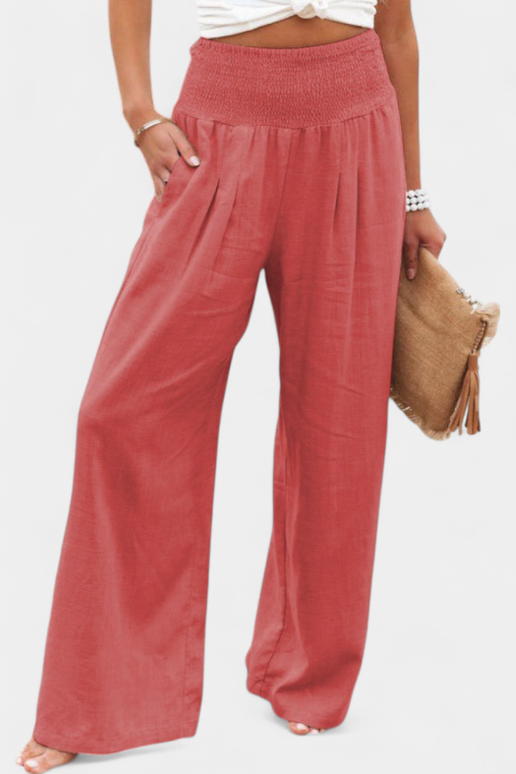 Lucía – Pantalón Fluido Algodón Lino Natural Elegancia