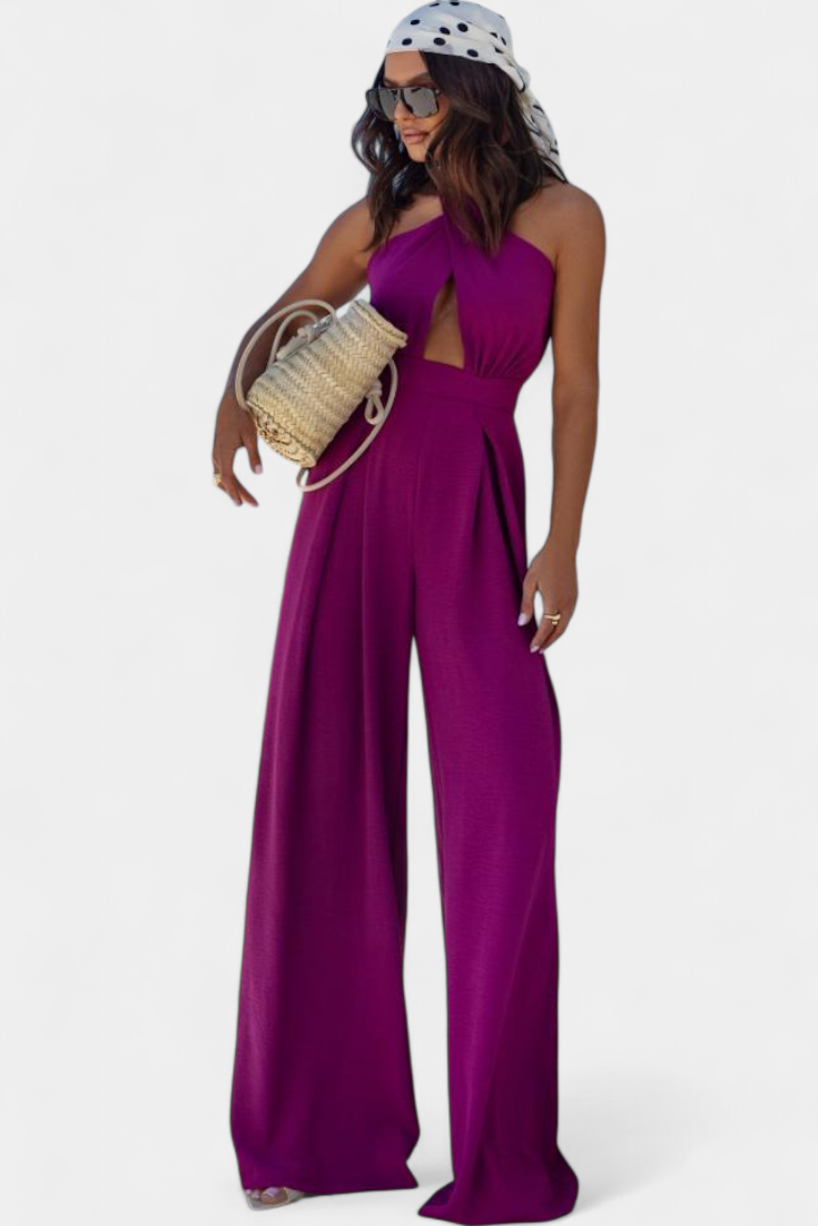 Mariana – Mono Halter Cruzado Sin Espalda Pierna Ancha