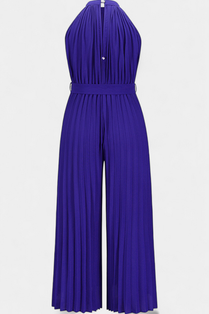 Patricia – Mono Palazzo Plisado Cuello Halter Elegante