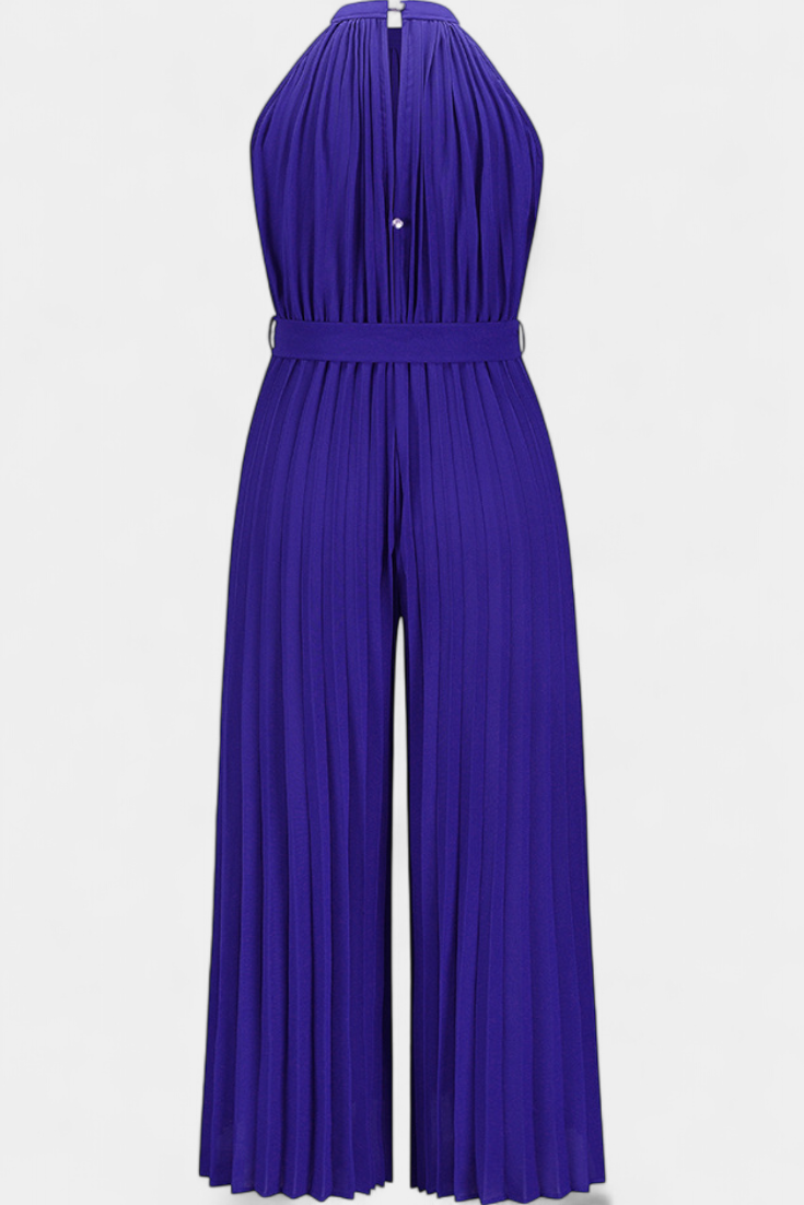 Patricia – Mono Palazzo Plisado Cuello Halter Elegante