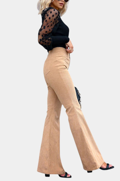 Clara – Pantalón Terciopelo Pierna Ancha Cintura Alta