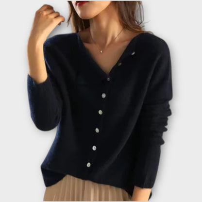 Marina – Cardigan Punto Suave Poliéster Algodón Liso