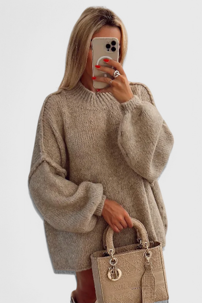 Camila – Suéter Oversized Acanalado Manga Globo Cálido