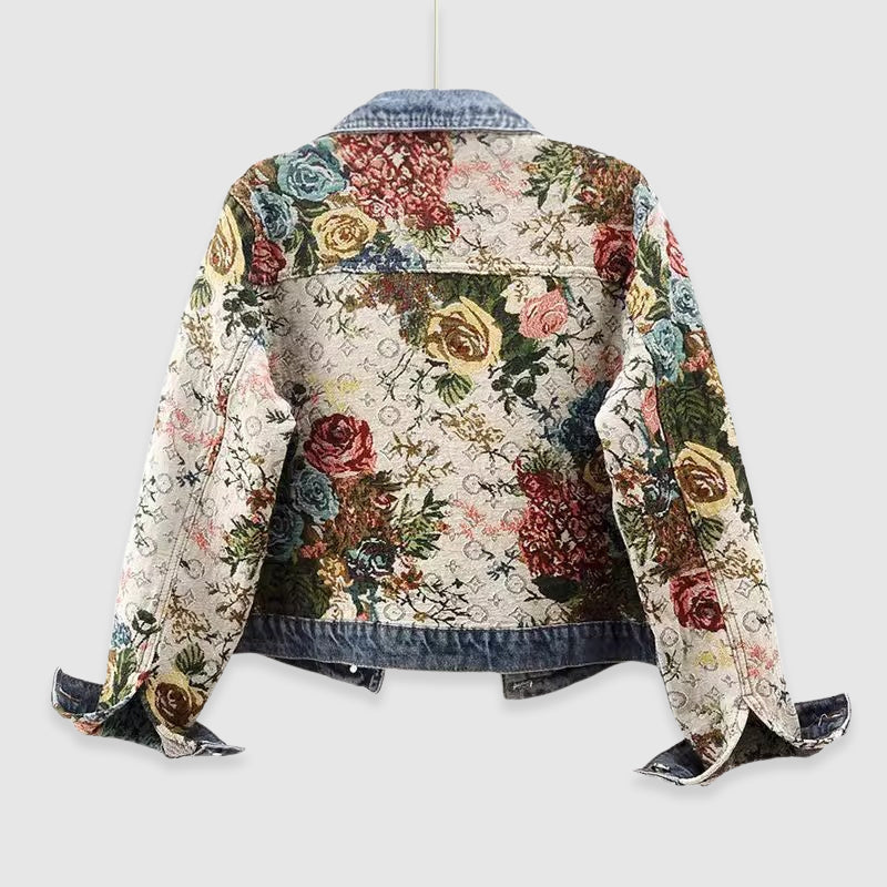Lucía - Chaqueta Denim Floral de Algodón Suave Romántica