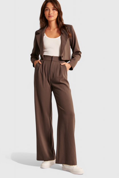 Camila - Pantalón Tailored Pierna Ancha Cintura Alta