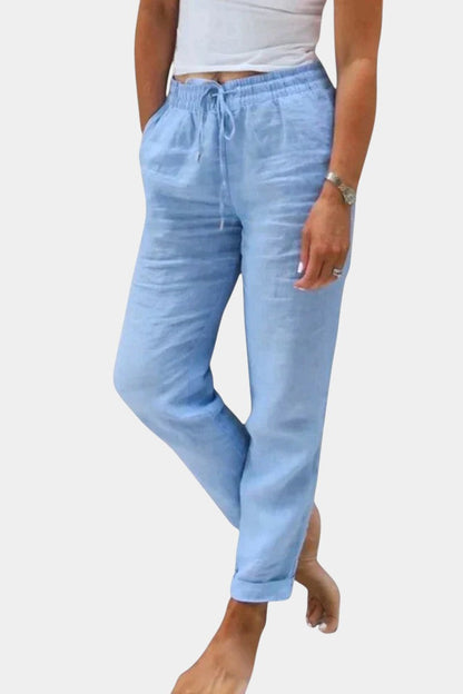 Lucía – Pantalones Lino Mezclado Corte Relajado Fresco