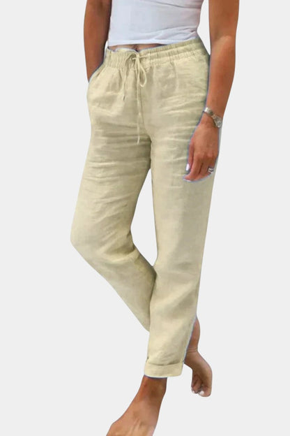 Lucía – Pantalones Lino Mezclado Corte Relajado Fresco