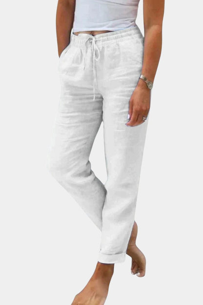 Lucía – Pantalones Lino Mezclado Corte Relajado Fresco