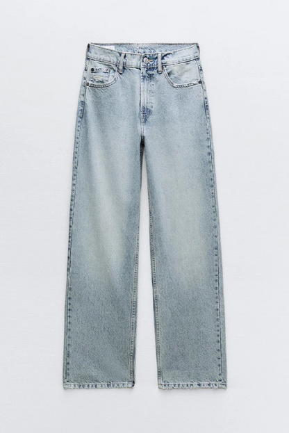 Camila - Jeans Cintura Alta Patchwork Trasero Desgastado
