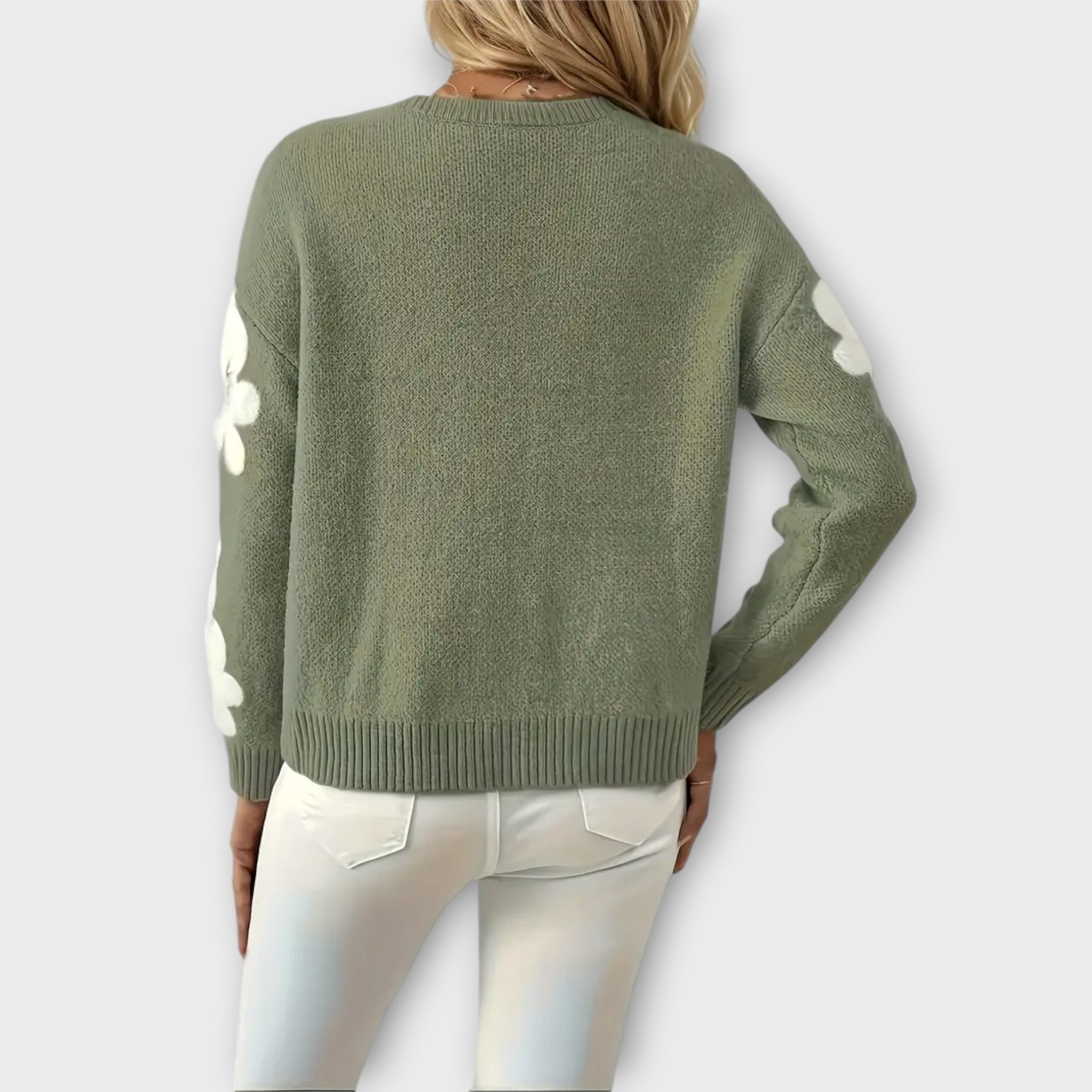 Elena – Suéter De Punto Con Detalle Floral En Mangas