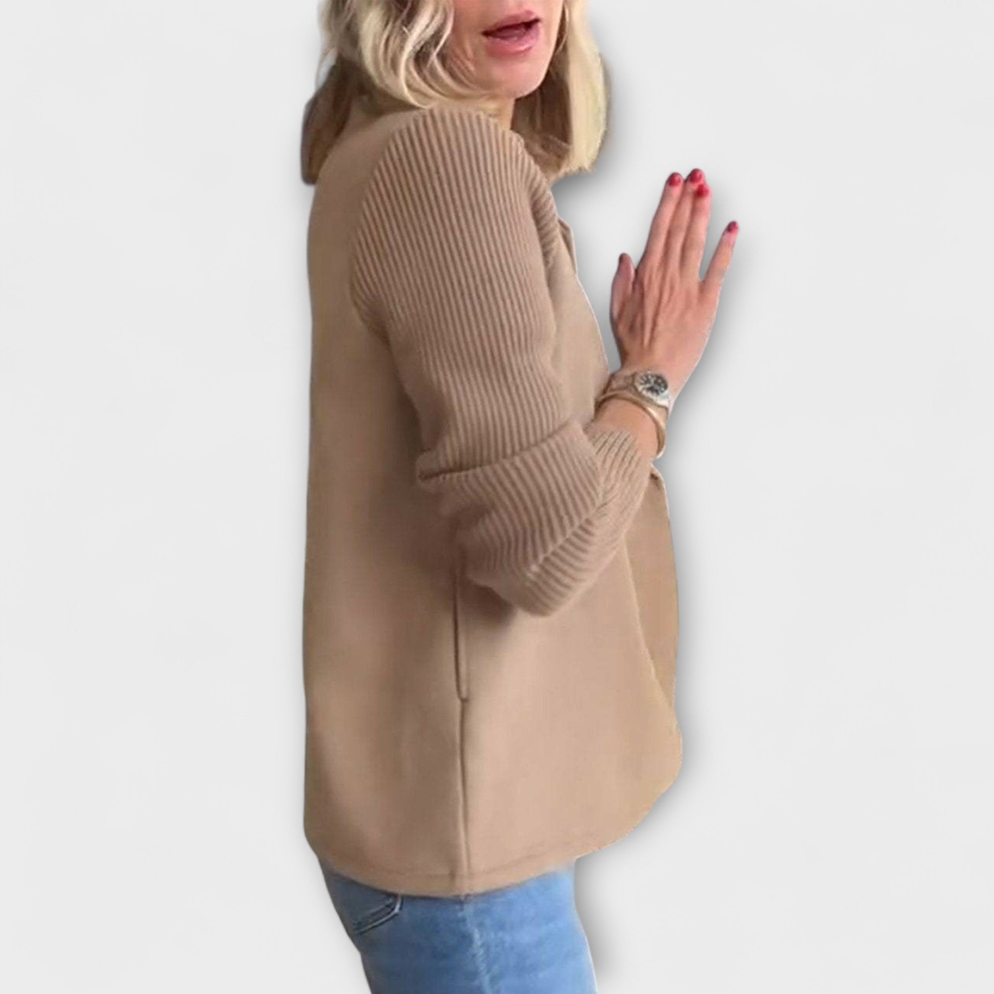 Sofía - Blazer Punto Mangas Tejidas Doble Botonadura