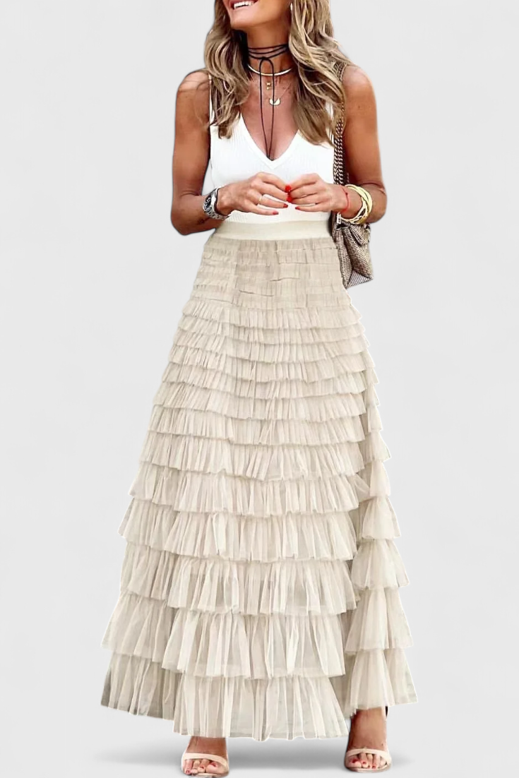 Camila – Falda Tul Vintage Con Cintura Elástica Romántica