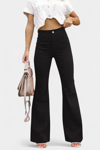 Clara – Pantalón Terciopelo Pierna Ancha Cintura Alta