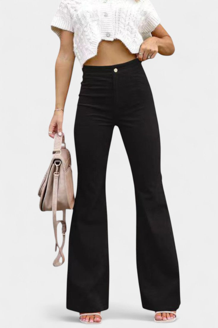 Clara – Pantalón Terciopelo Pierna Ancha Cintura Alta