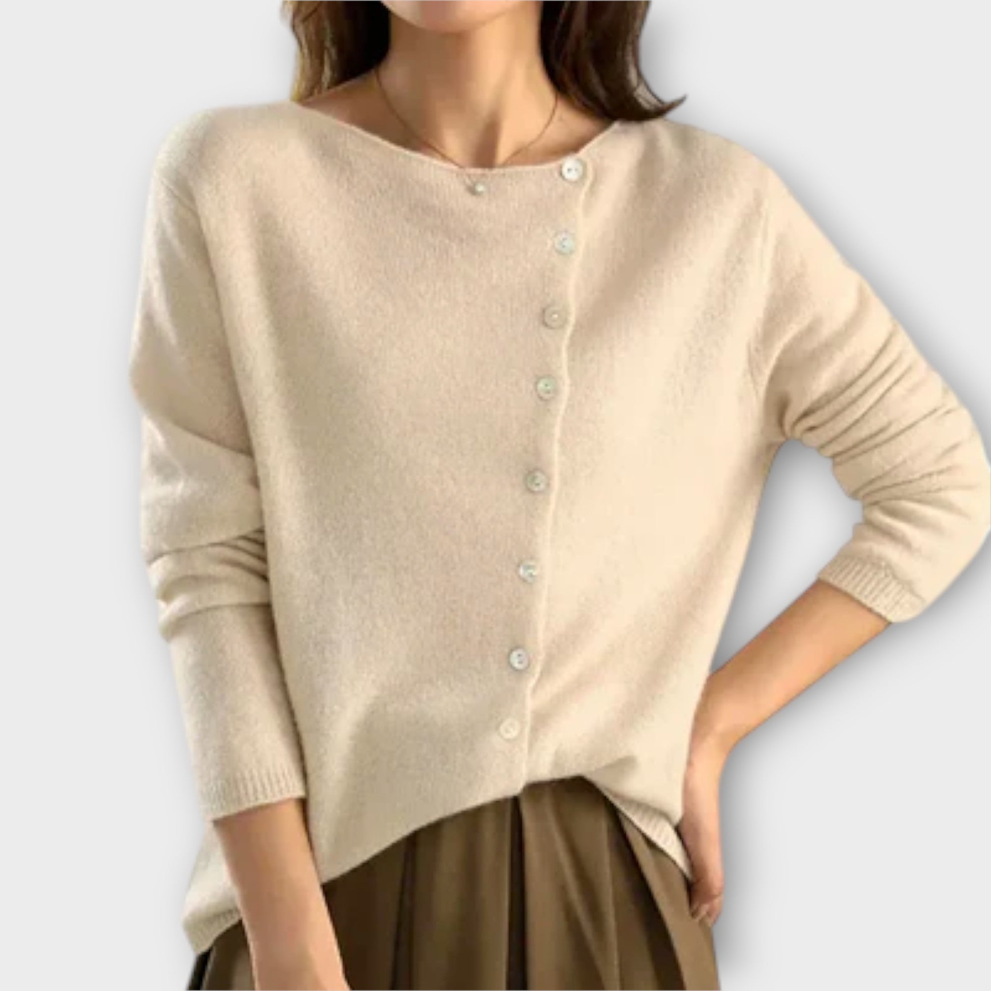 Marina – Cardigan Punto Suave Poliéster Algodón Liso