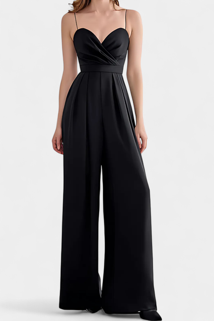 Rocío – Mono Negro Tirantes Finos Pierna Ancha Fiesta
