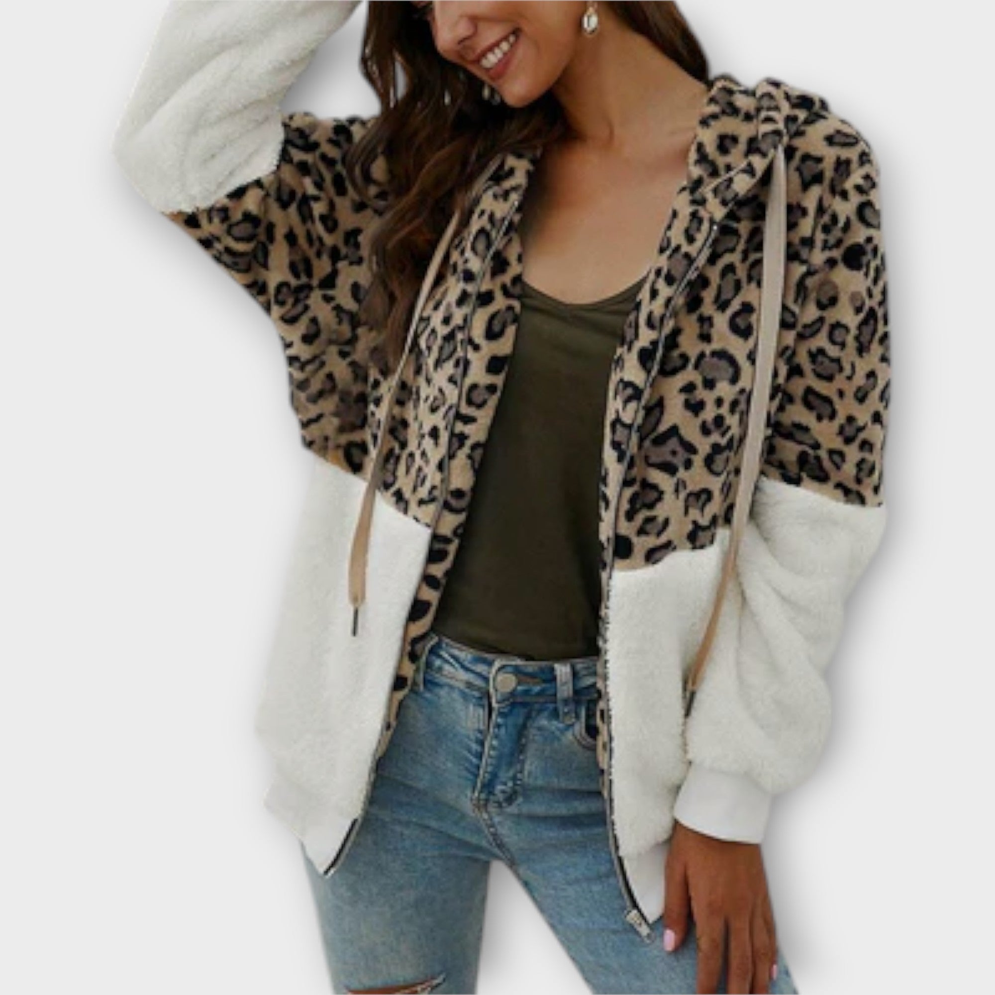 Aitana – Sudadera Con Capucha Forro Polar Leopardo Mujer