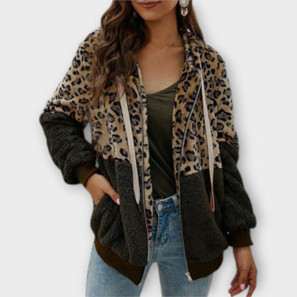 Aitana – Sudadera Con Capucha Forro Polar Leopardo Mujer