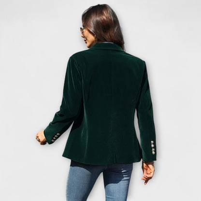 Aitana – Blazer Terciopelo Esmeralda Con Botones Dorados