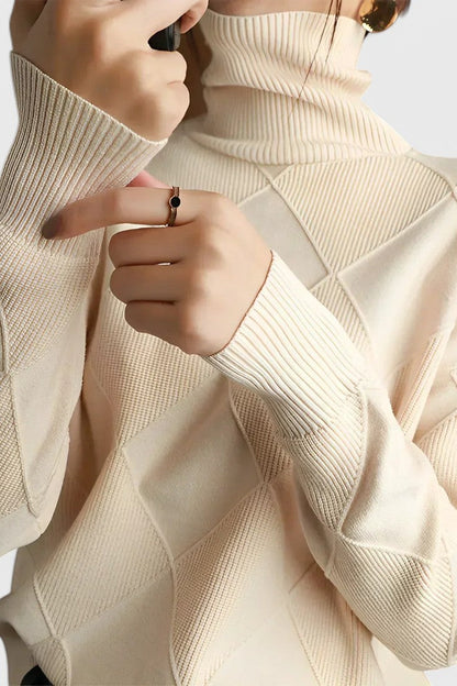 Azucena – Jersey De Cuello Alto Punto Suave Clásico