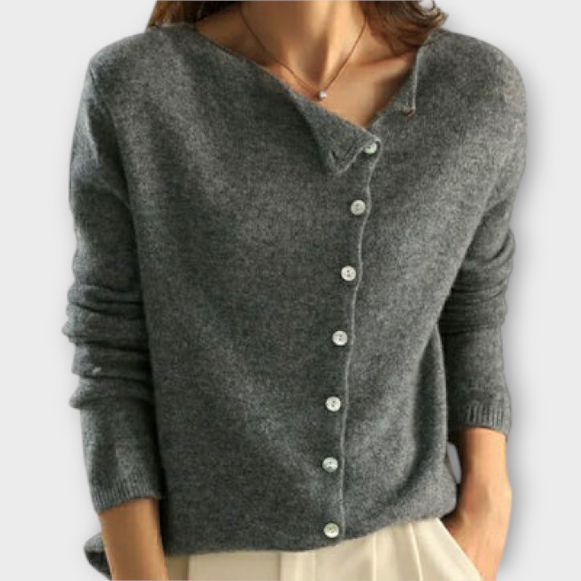 Marina – Cardigan Punto Suave Poliéster Algodón Liso