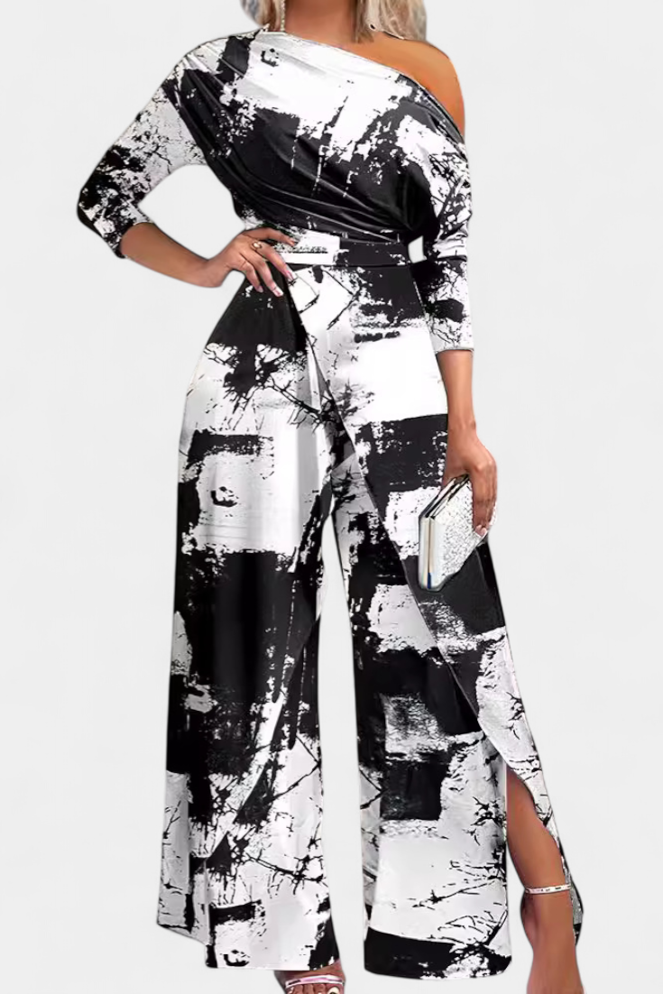 Aitana – Mono Largo Tie Dye Hombros Descubiertos Fluido
