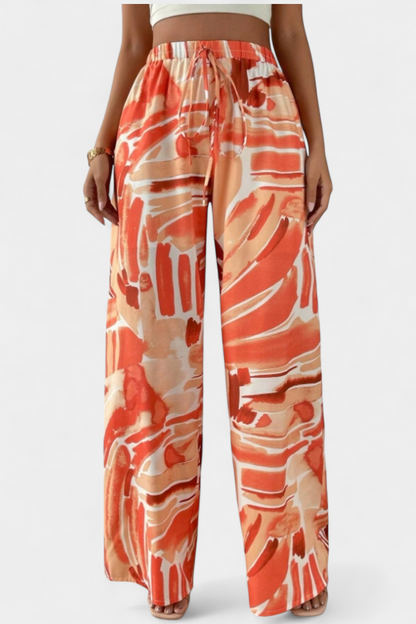 Camila – Pantalón Pierna Ancha Estampado Abstracto Ligero