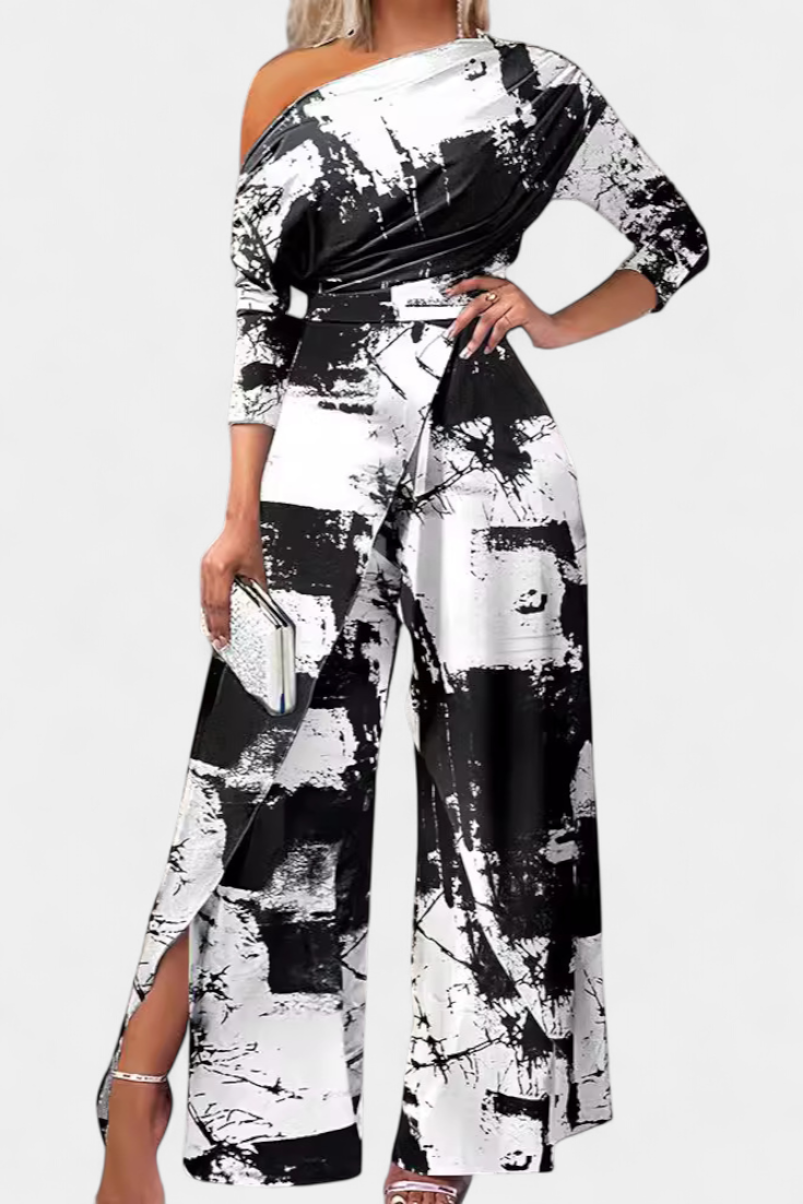Aitana – Mono Largo Tie Dye Hombros Descubiertos Fluido